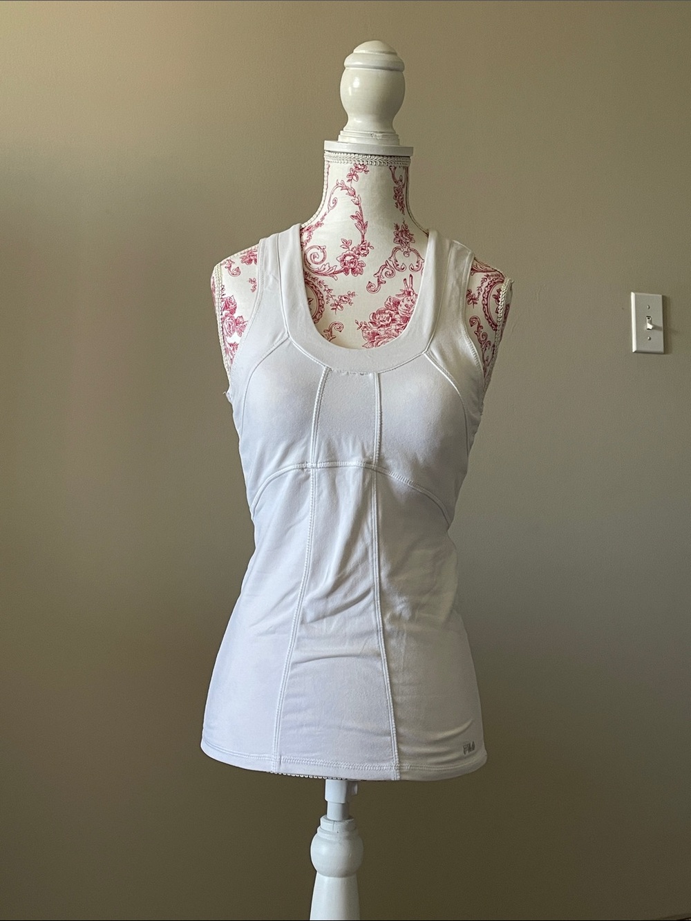 FILA White Seam-Detail Athletic Tank Top for Women